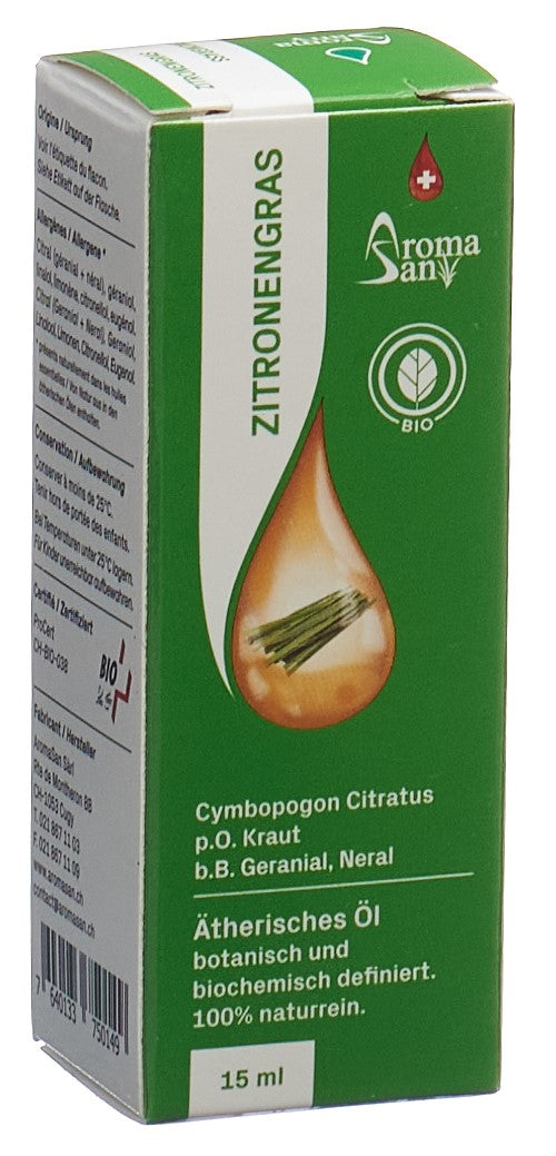 AROMASAN Huile Essentielle Citronnelle Bio 15 ml | Soin Aromathérapie
