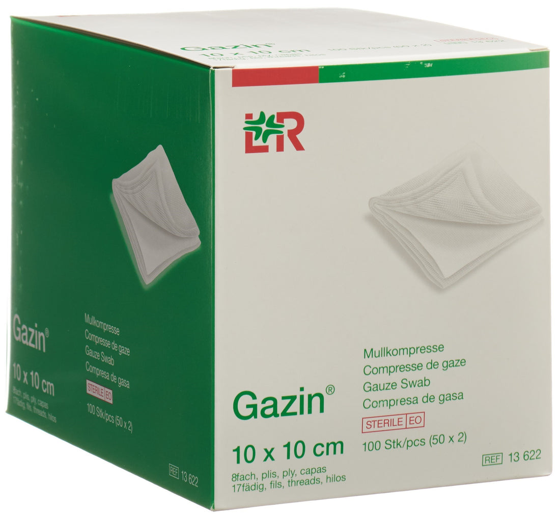GAZIN Compresses de Gaze Stériles 10x10cm 8 plis | Lot de 100