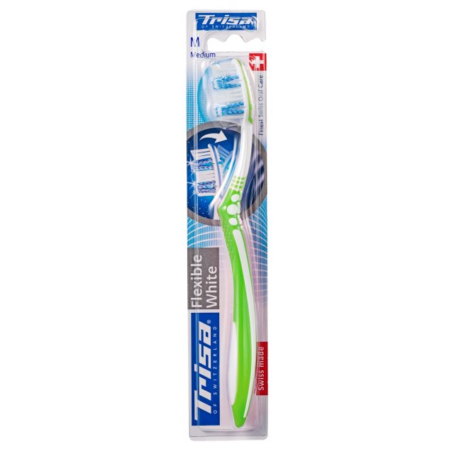 TRISA Brosse à Dents Flexible Medium Blanche | Soin Buccal Efficace