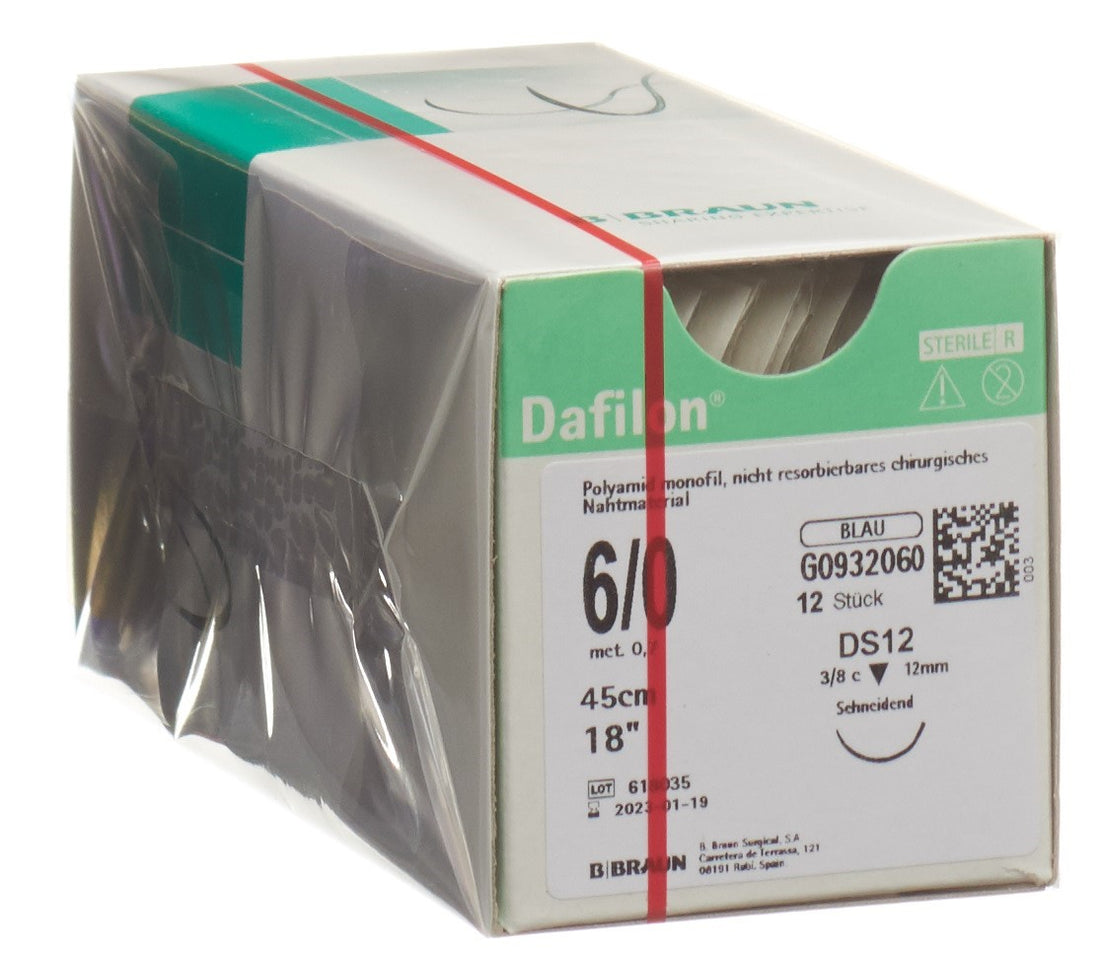 DAFILON Fil Chirurgical Bleu 45cm DS 12-0 12 Pièces | Stérilisé