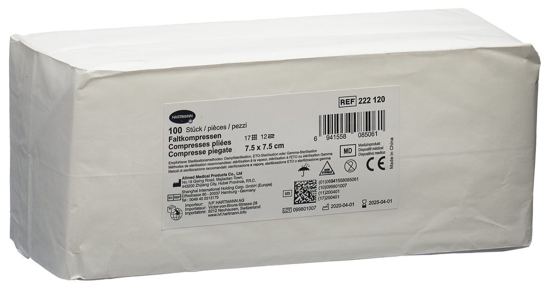 Compresse IVF Stériles 7.5x7.5cm 12 Couches | 100 Pièces