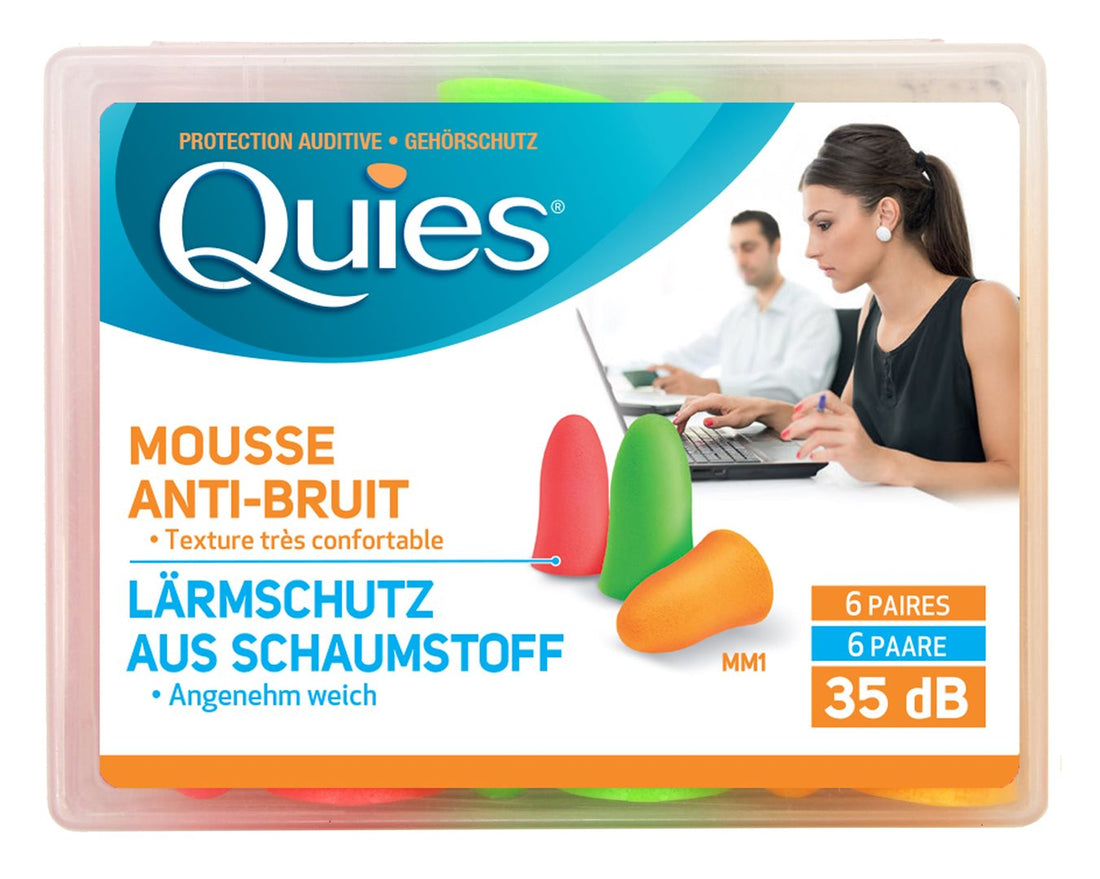 QUIES Mousses Anti-Bruit NEON Confort &amp; Silence | 12 Pièces