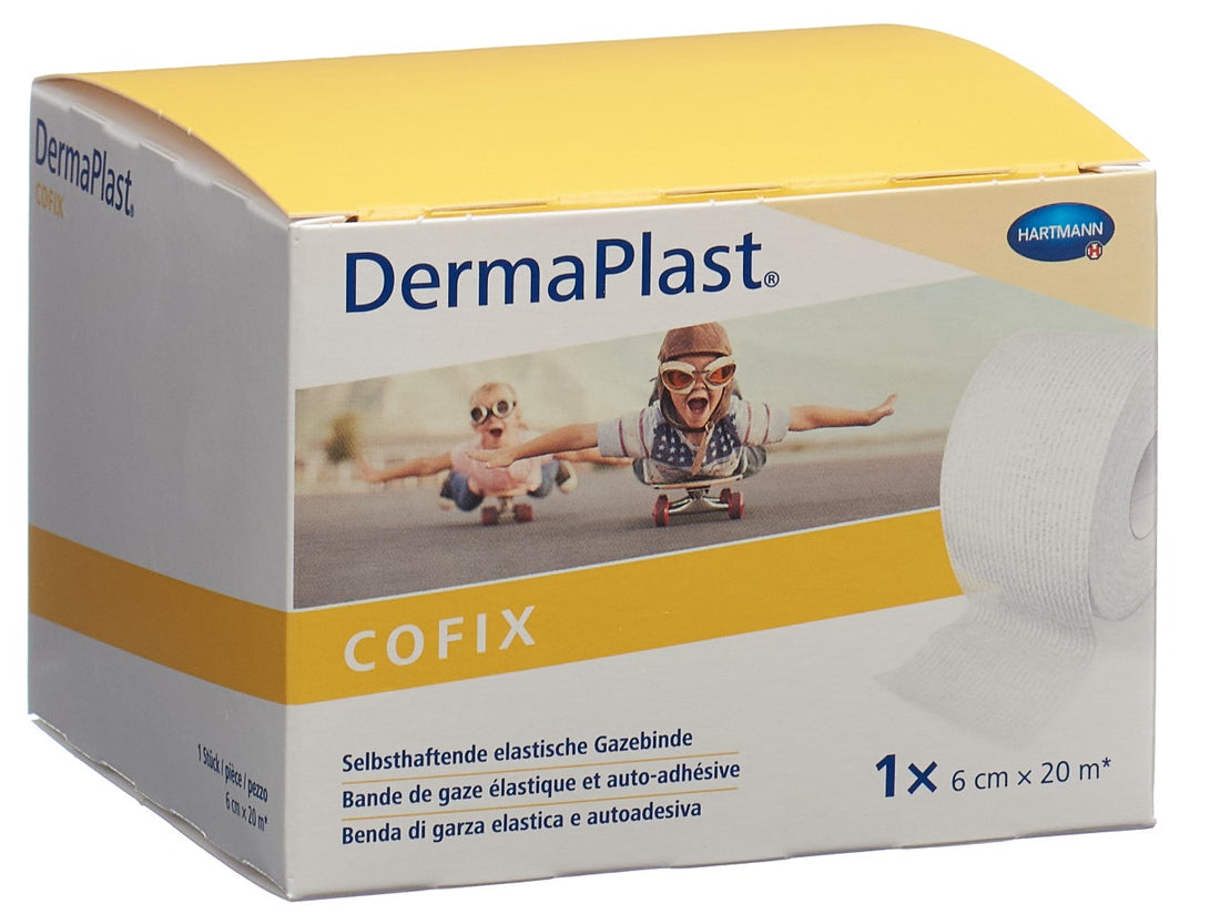 DERMAPLAST CoFix Pansement Compressif 6 cm x 20 m Blanc | Fixation Forte
