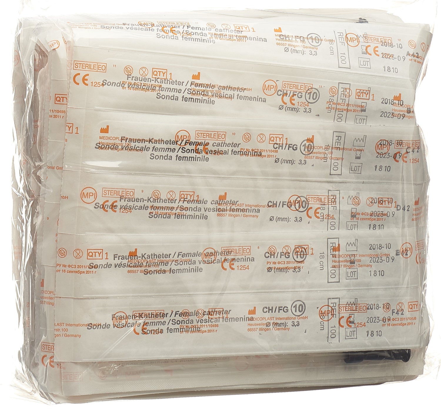 QUALIMED Sonde Vésicale Femme CH10 18cm PVC Stérile 100 Pièces Confort