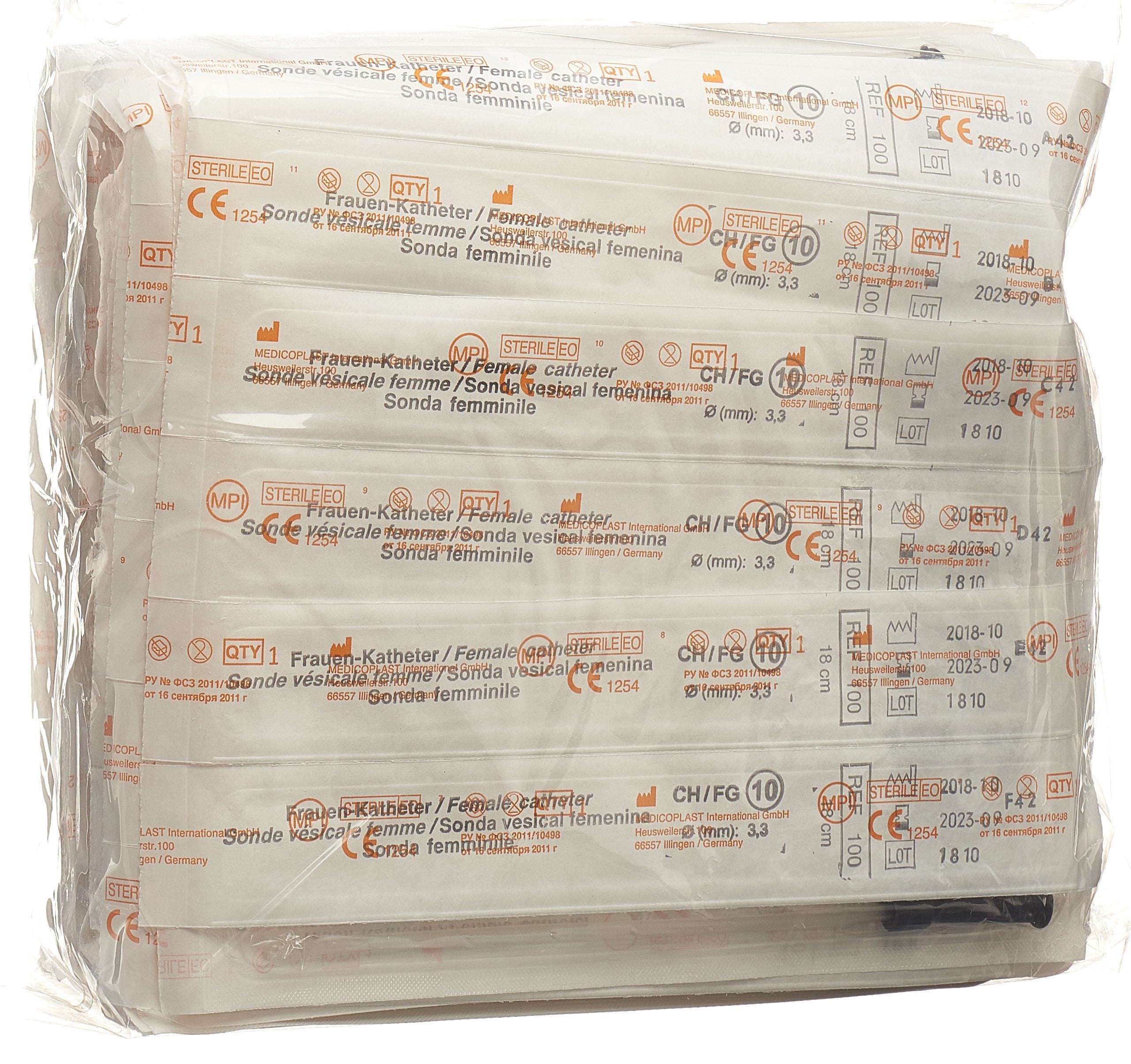 QUALIMED Sonde Vésicale Femme CH10 18cm PVC Stérile 100 Pièces Confort