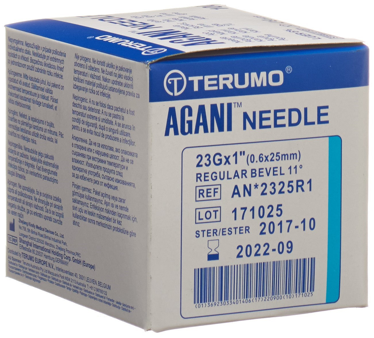 TERUMO Aiguille Seringue USA Unique 23G 0.6x25mm Boîte 100 Pcs
