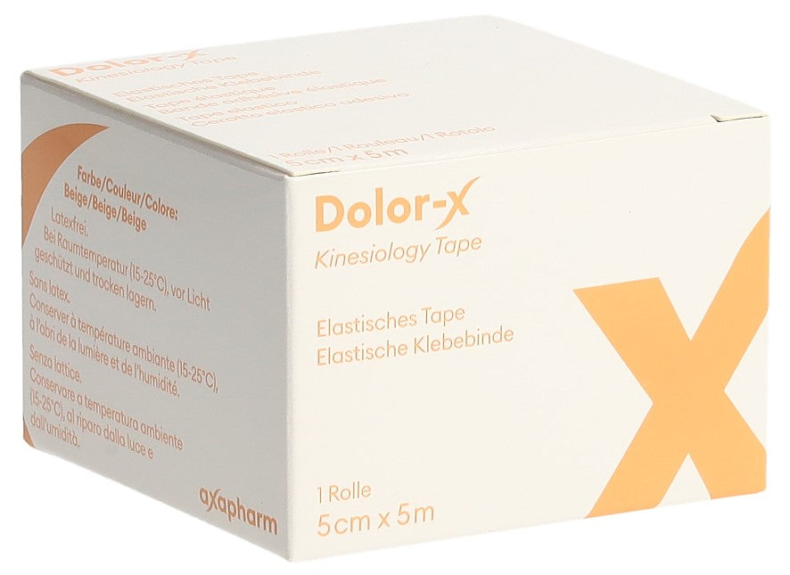 DOLOR-X Kinesiology Tape Soulagement Douleur | 5 cm x 5 m Beige