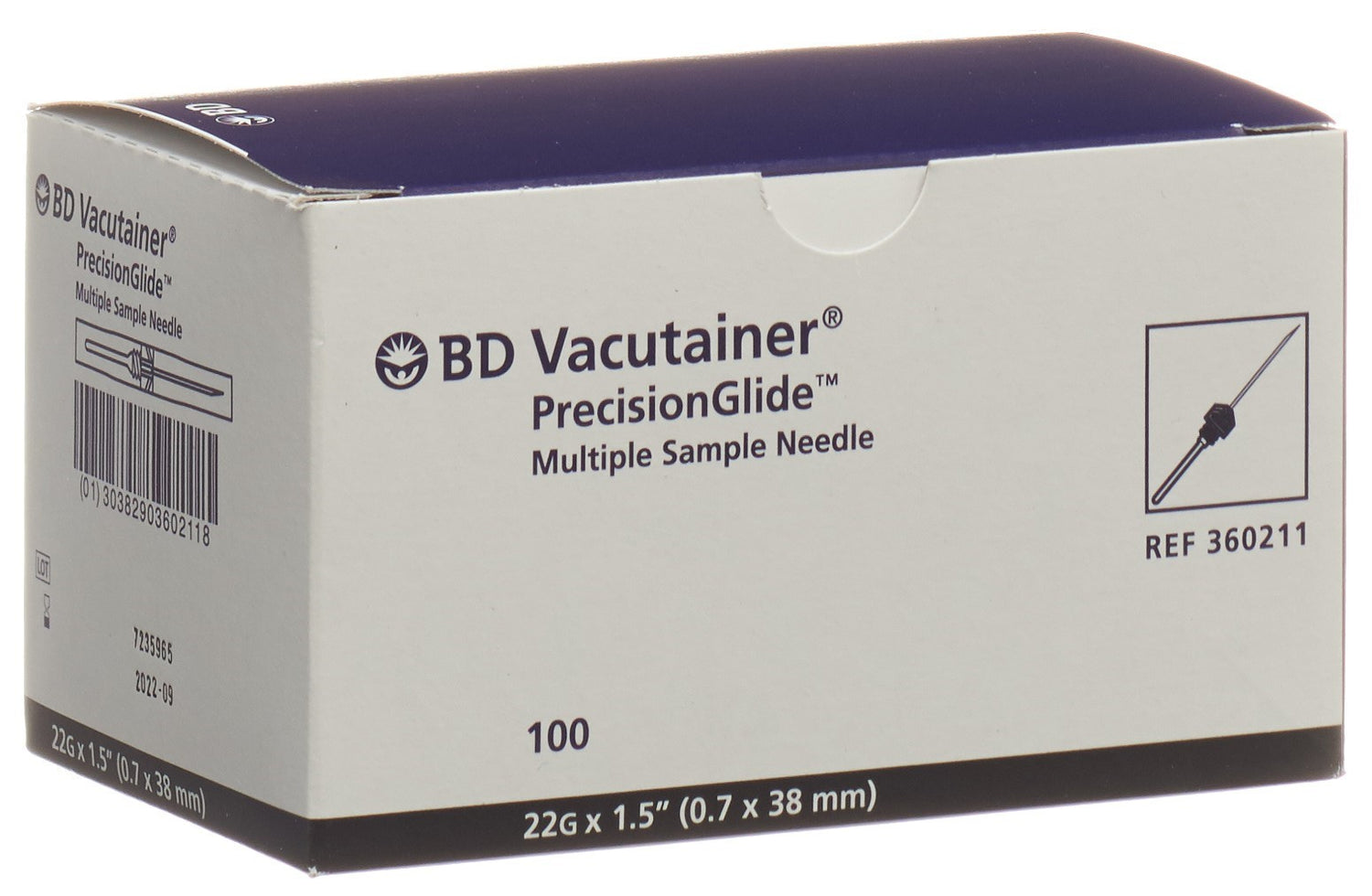 VACUTAINER canule 22G 0.7x38mm noir 100 pce