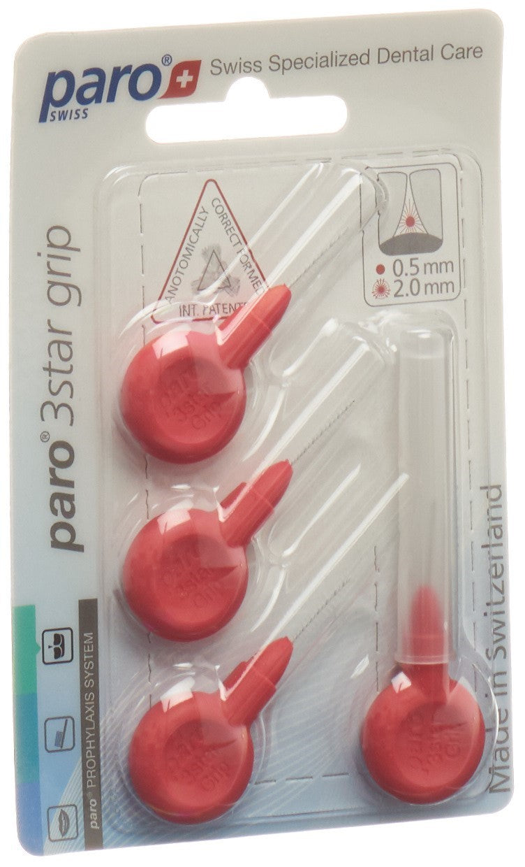 PARO 3star-grip Fraise Dentaire Rouge Cylindrique Ultra-Fine 2mm | 4 Pièces