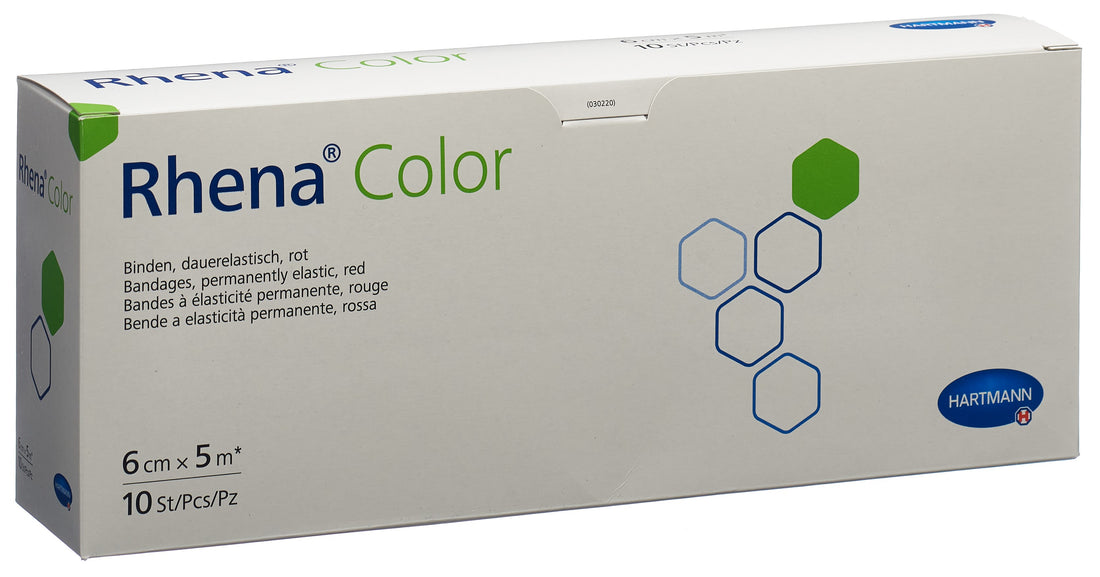 RHENA Bande Élastique Rouge 6cm x 5m - Soutien &amp; Confort | Boîte 10 pièces