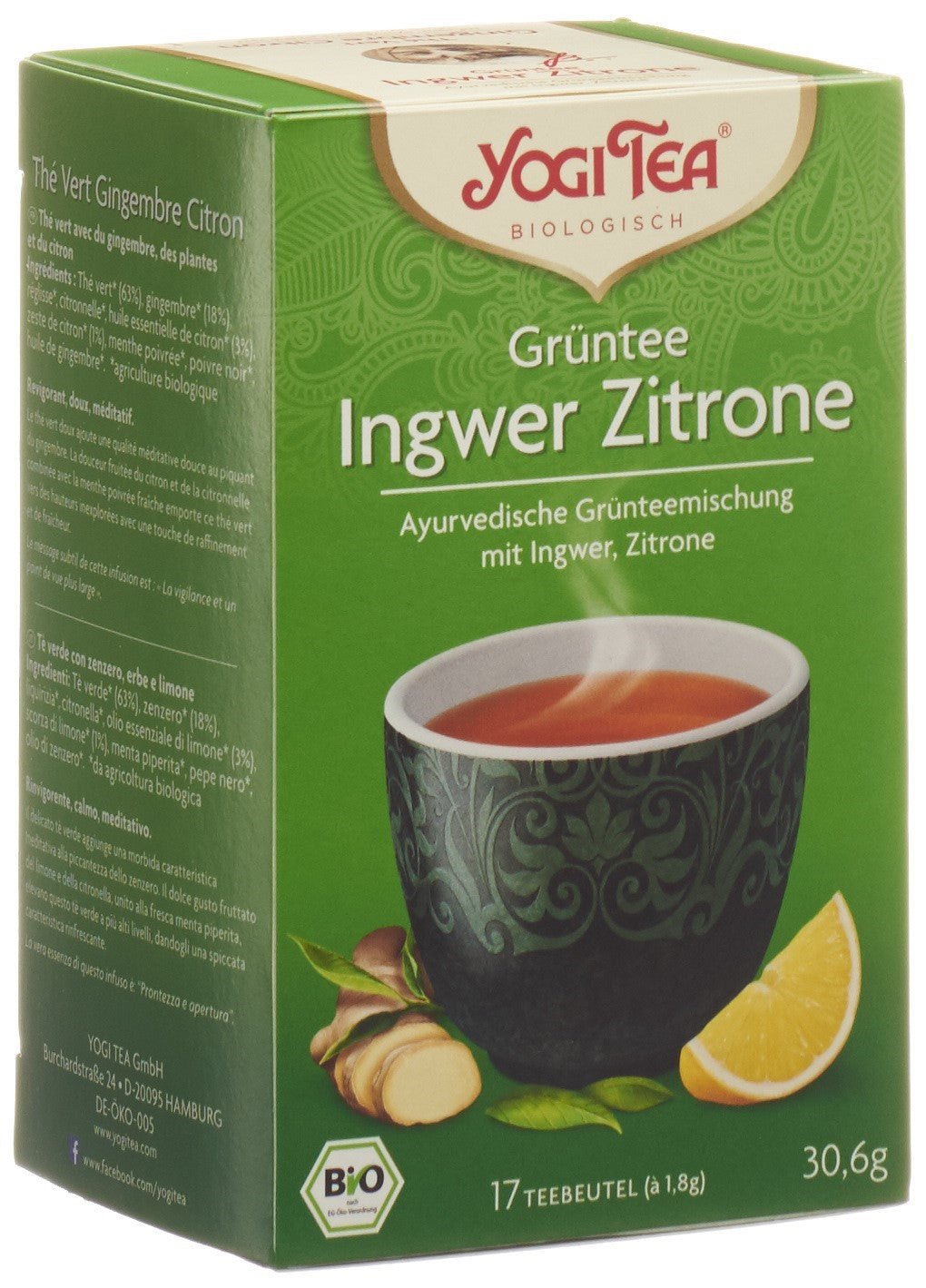 YOGI TEA Thé vert Gingembre citron 17 sach 1.8 g