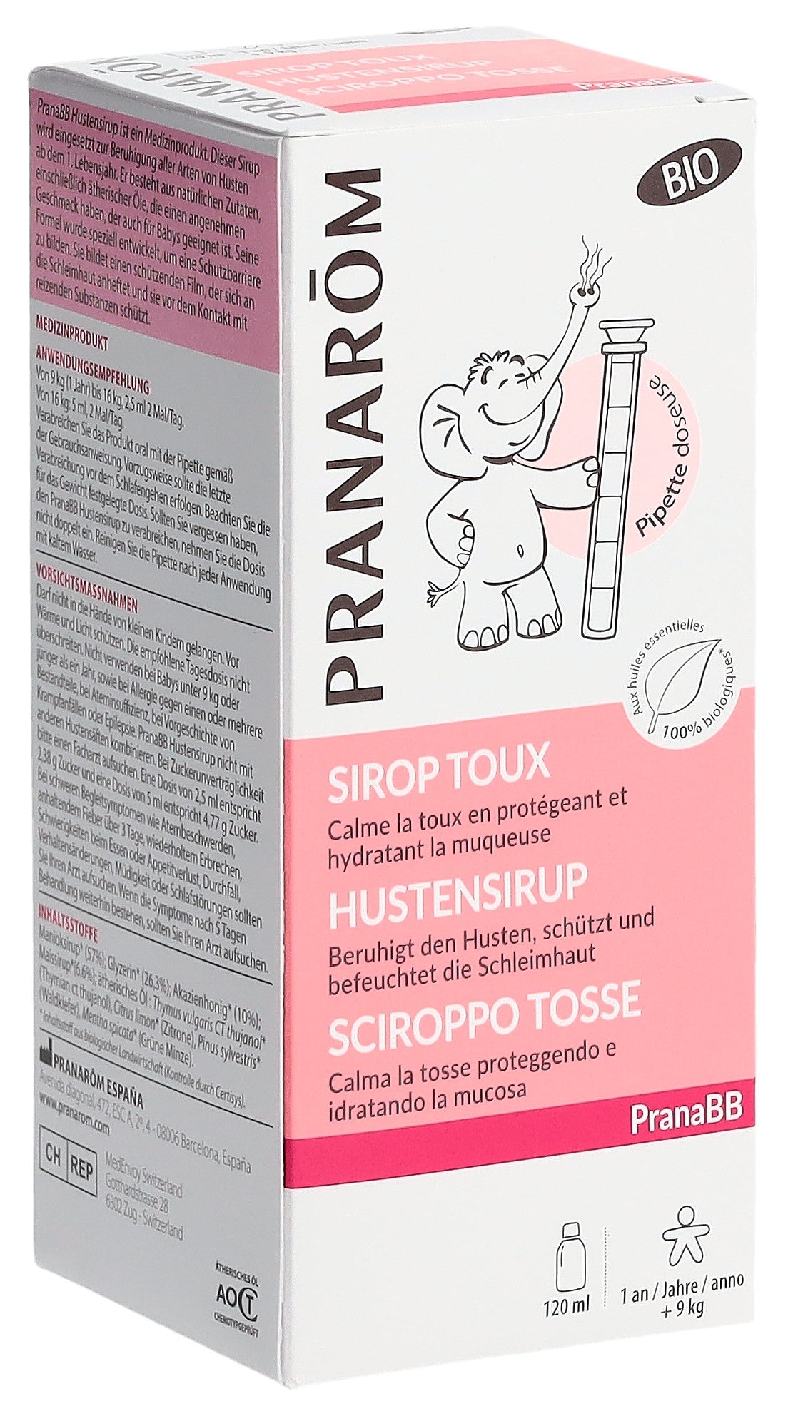 PRANAROM PranaBB Sirop Toux Bébé Bio 120 ml | Apaisant &amp; Naturel