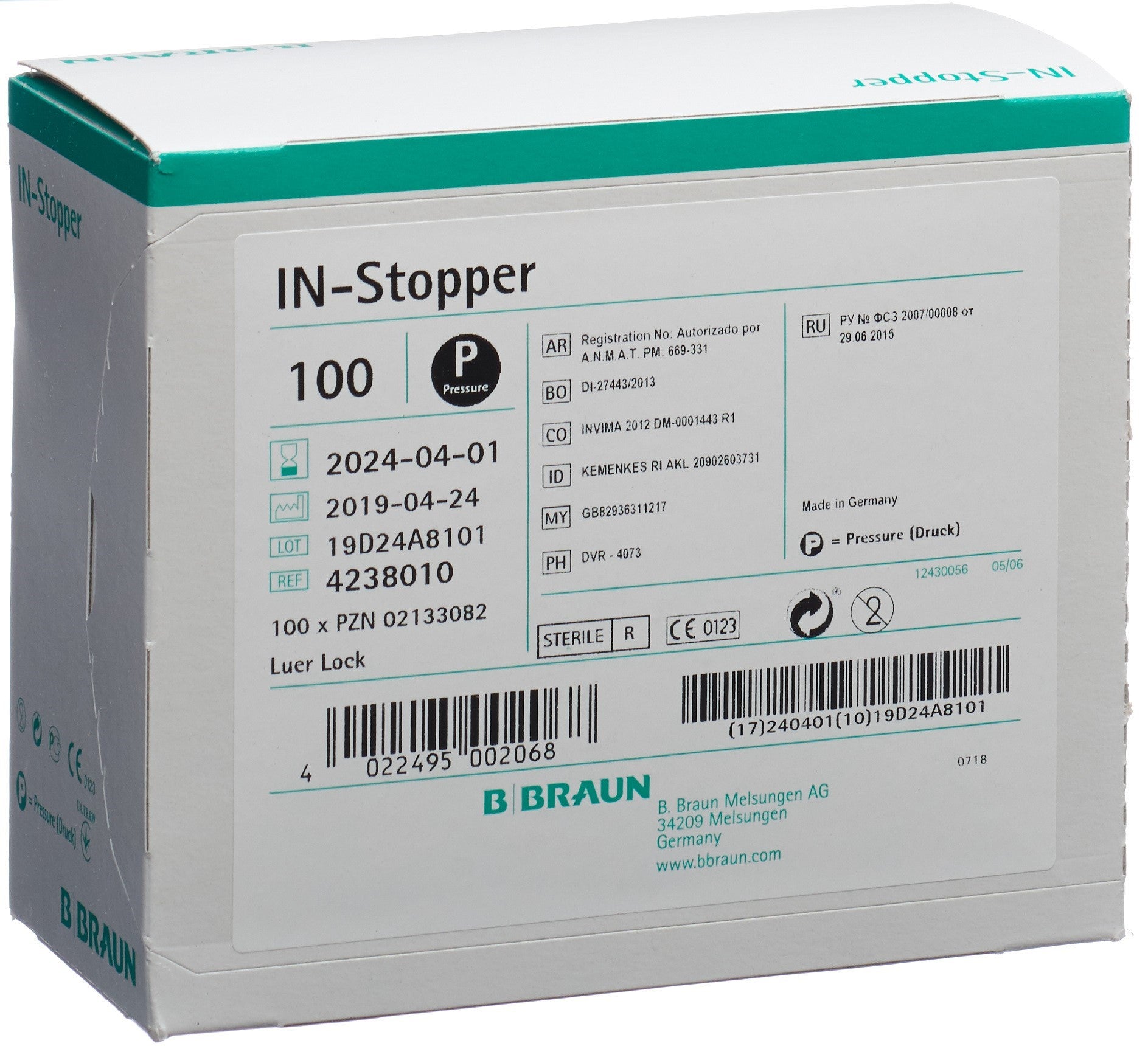 B. Braun Bouchon Luer Lock Jaune pour Seringues | Boîte 100 Unités