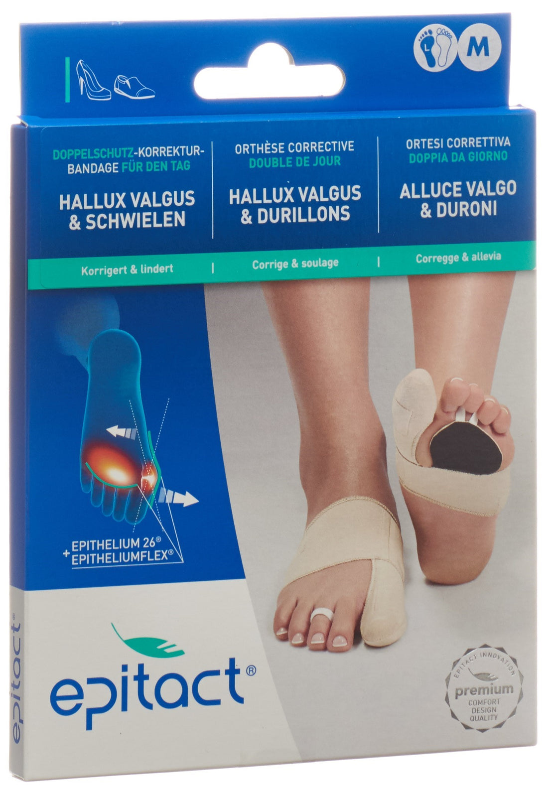EPITACT Orthèse Double Protection Hallux Valgus Jour Adulte M 21.5-23cm