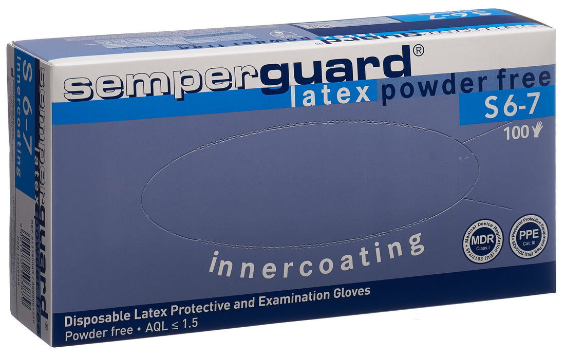 SEMPERGUARD Gants Latex Intérieur Coton Taille S Non Poudrés | 100 Pièces