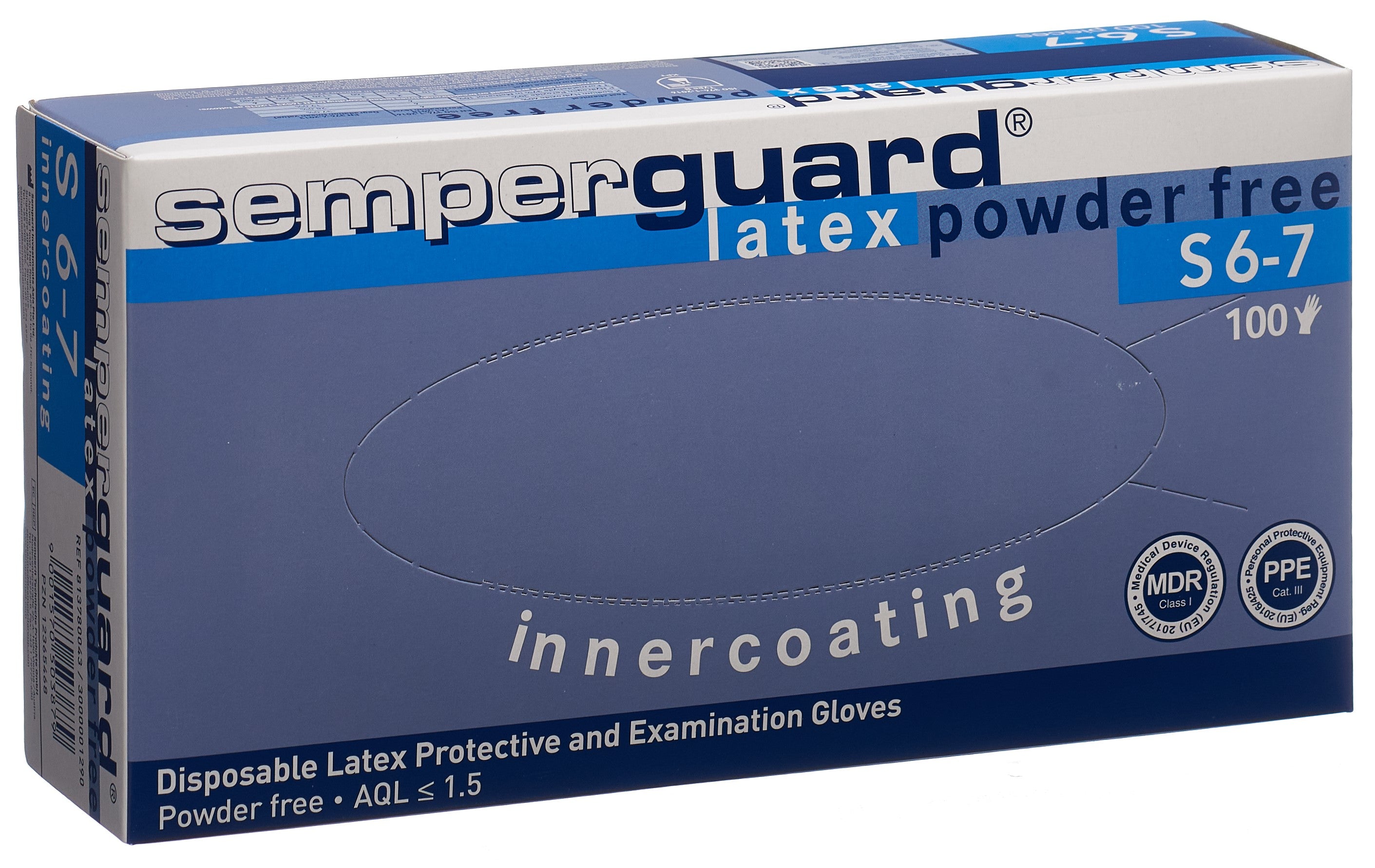 SEMPERGUARD Gants Latex Intérieur Coton Taille S Non Poudrés | 100 Pièces