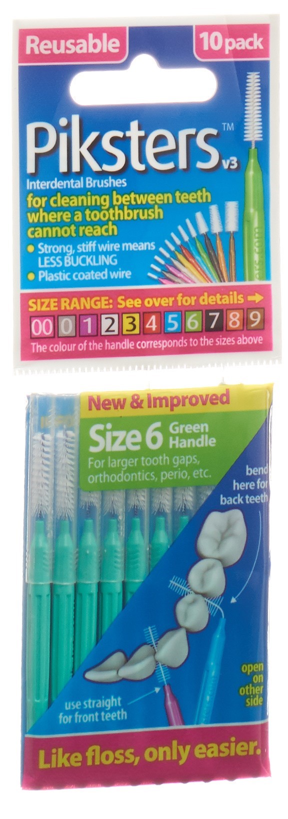 PIKSTERS Brosse Interdentaire 6, 10 Pièces | Nettoyage Efficace