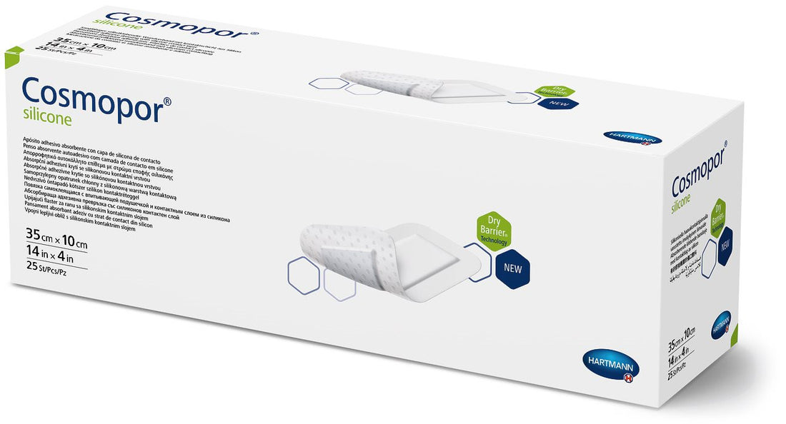 COSMOPOR Pansement Silicone 35x10cm Cicatrisation Douce | 10 Pièces