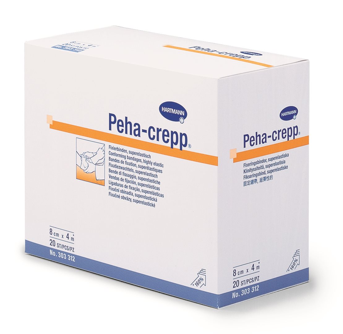 PEHA CREPP Bande Crêpe 4m x 6cm Blanc Lot de 20 | Confort &amp; Maintien