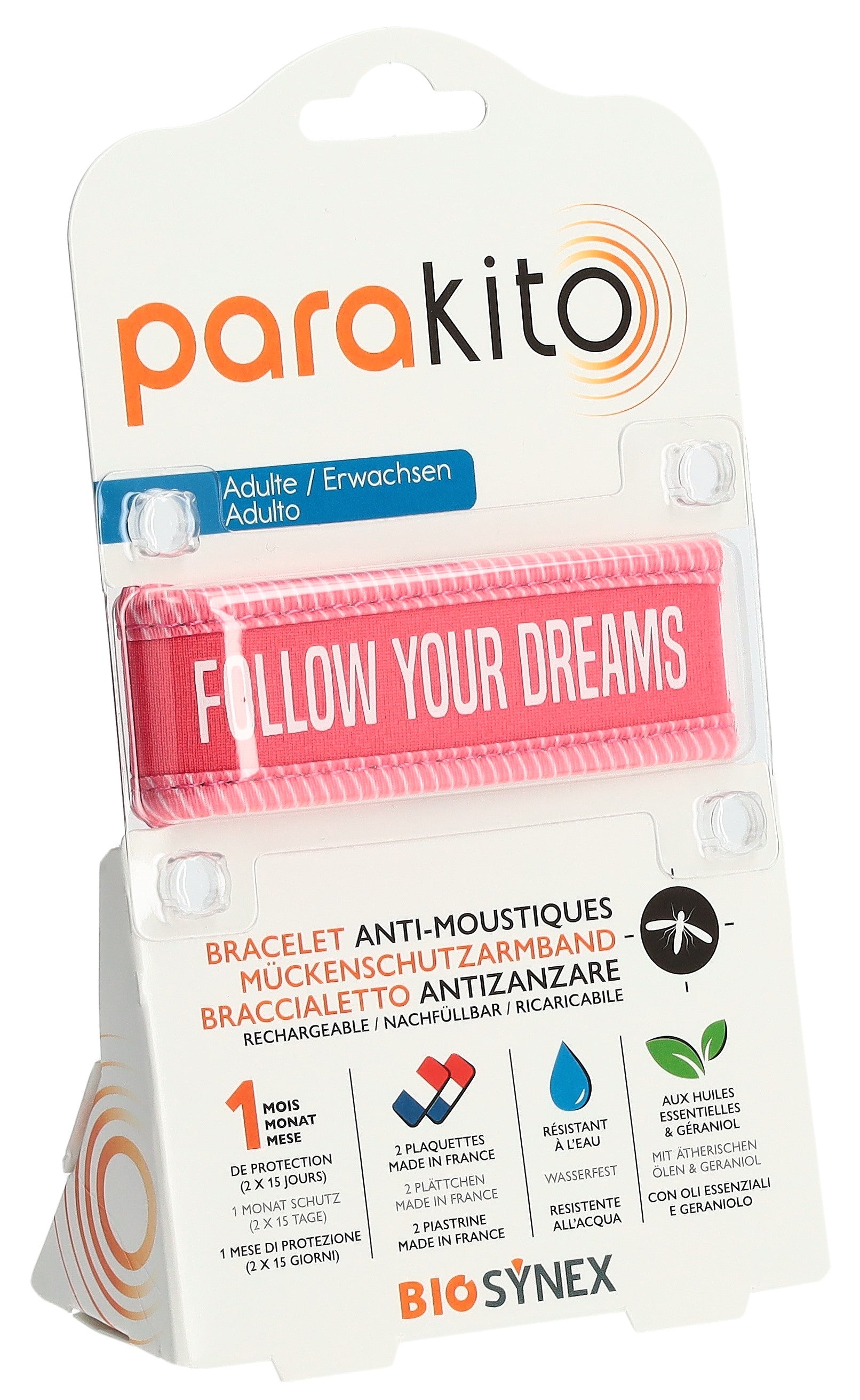 PARAKITO Bracelet Anti-Moustiques Adulte Follow Dreams Fuchsia | Protection Efficace