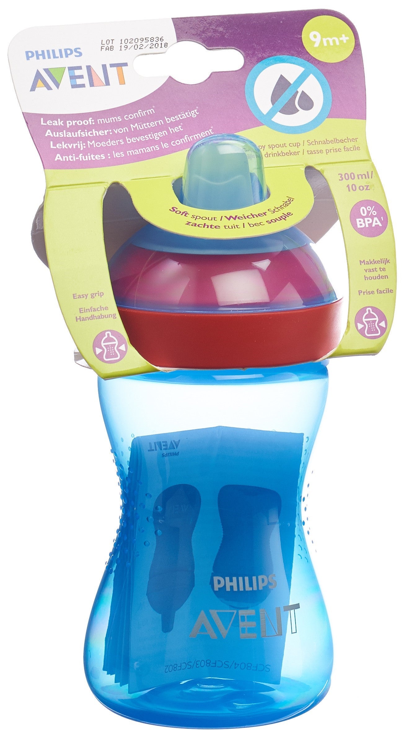 PHILIPS AVENT Tasse à Bec Doux Bleu/Rouge | Apprentissage Facile Bébé