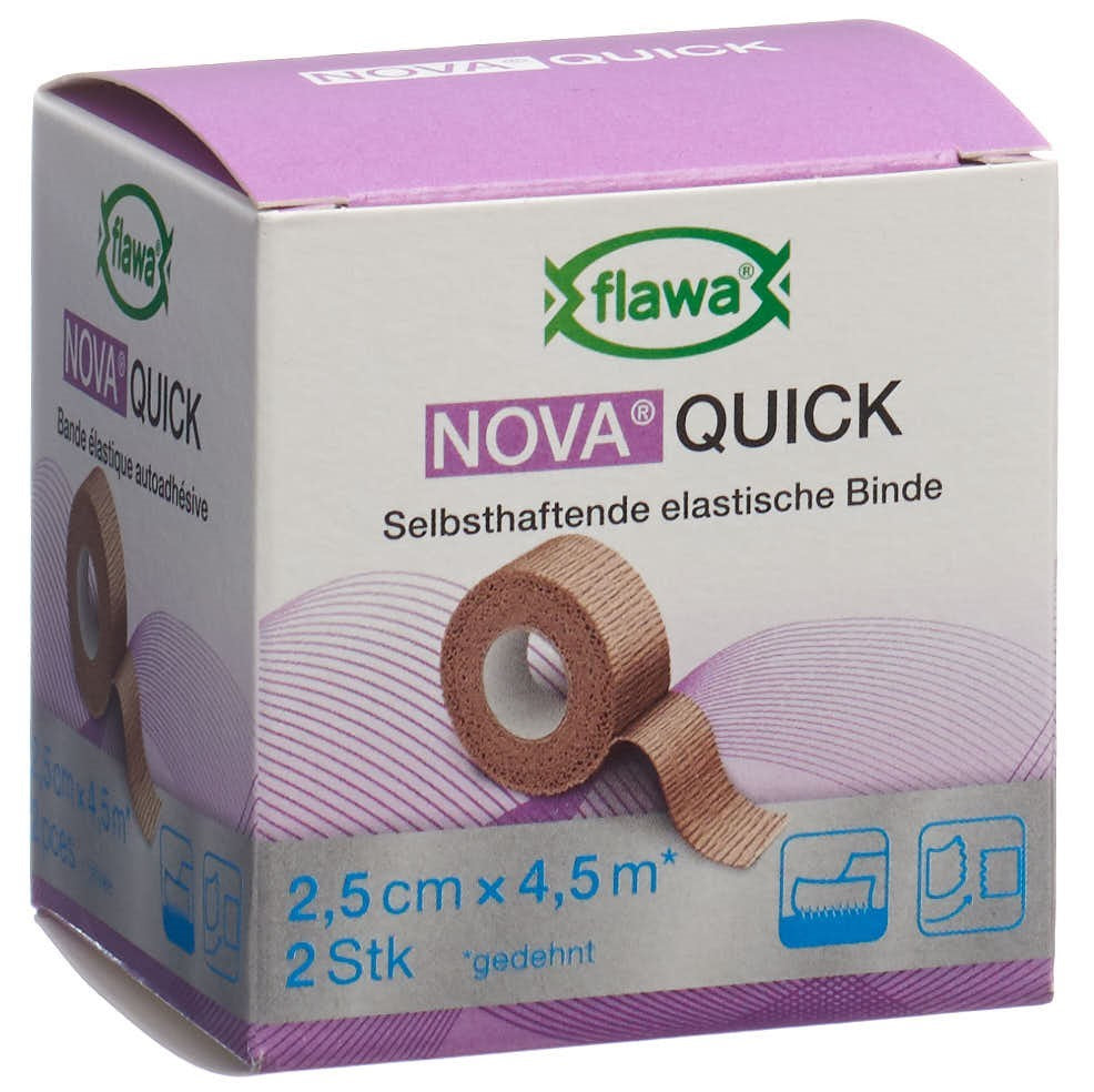 FLAWA NOVA Bande Cohésive 2.5 cm x 4.5 m - Lot de 2 | Soin &amp; Maintien