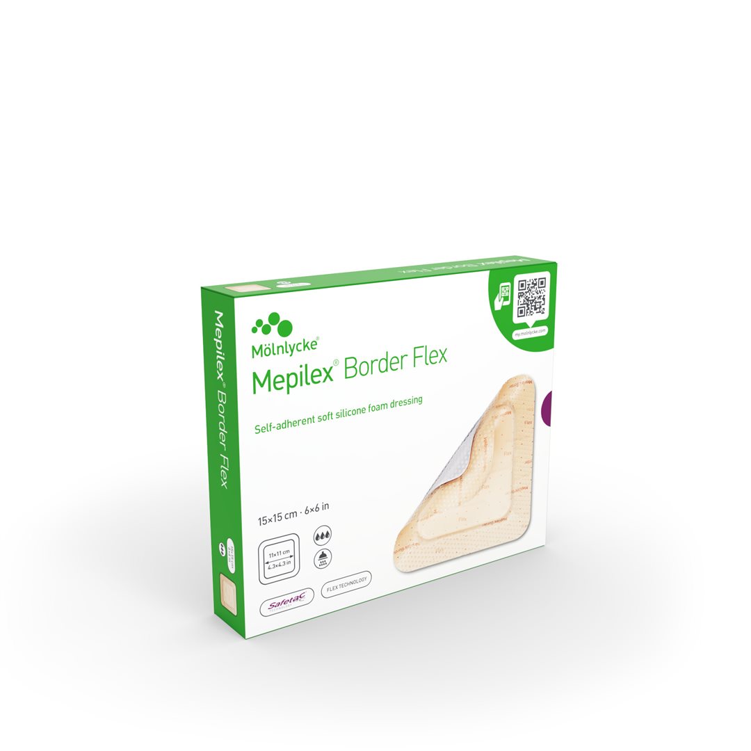 Mölnlycke MEPILEX Border Flex Pansement Adhésif 15 x 15 cm | Lot de 5
