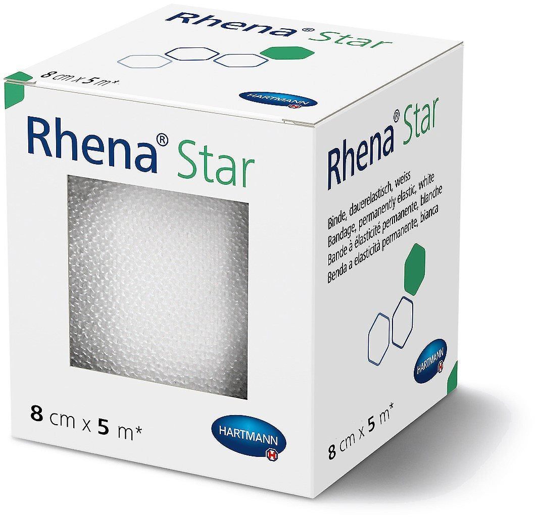 RHENA Star Bande Élastique 8cm x 5m - Maintien &amp; Confort | Blanc