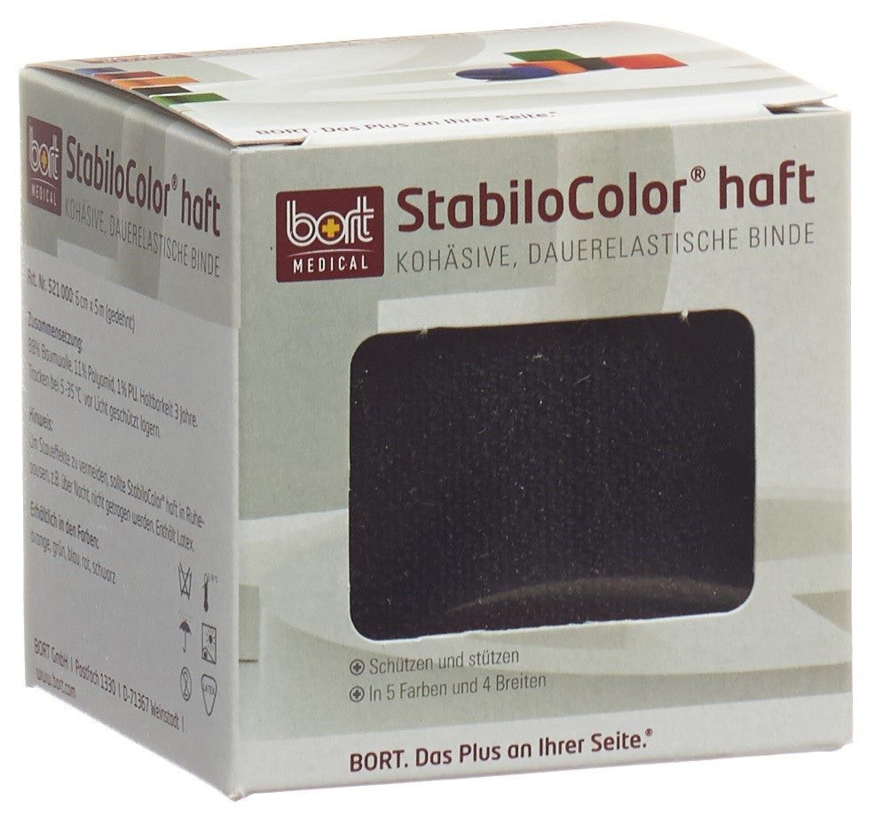 BORT STABILO COLOR Bande Cohesive Noir 6 cm x 5 m | Soutien et Compression