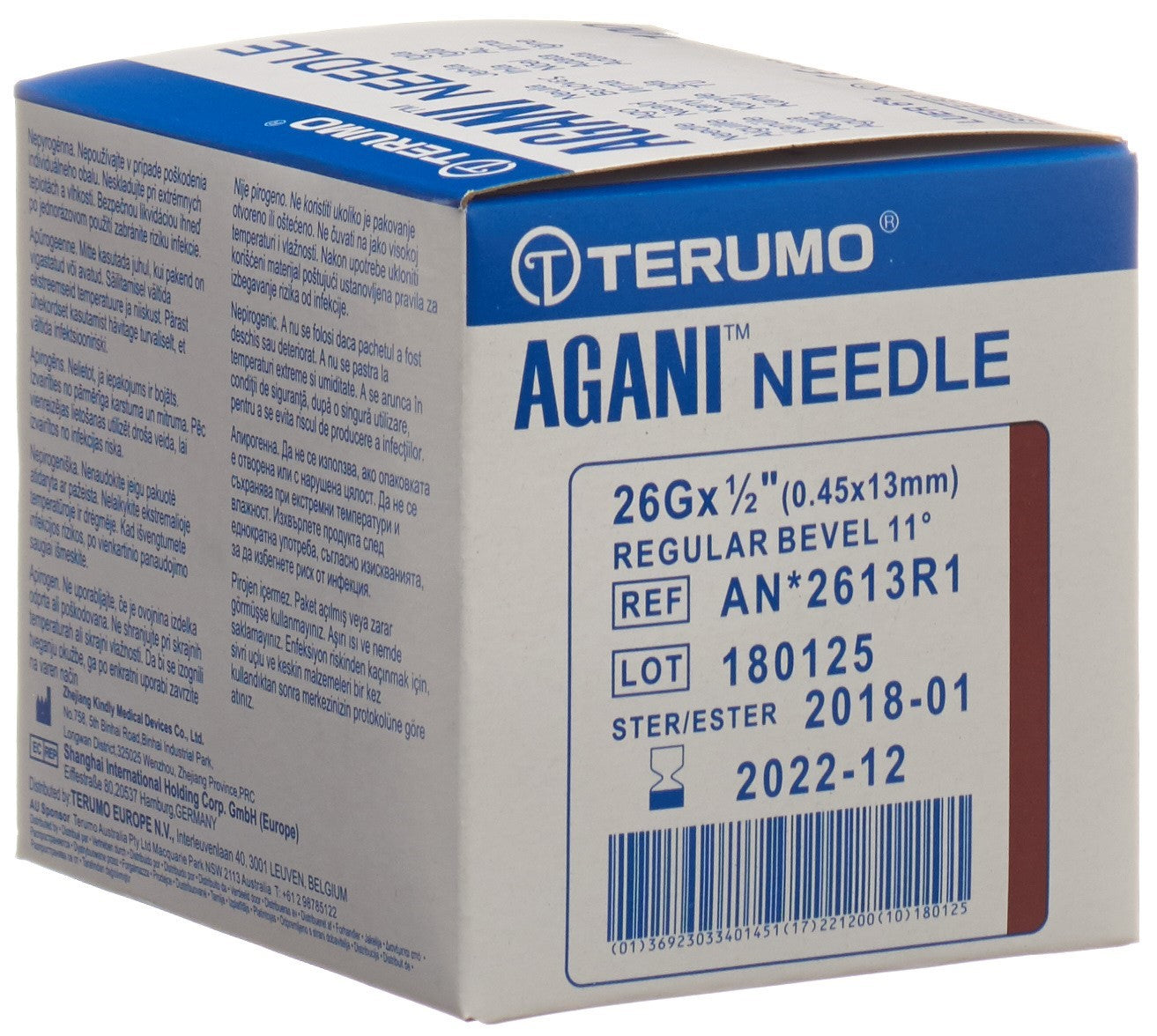 TERUMO Aiguille Seringue USA UNIQ 26G 0.45x13mm Boîte 100 Pcs