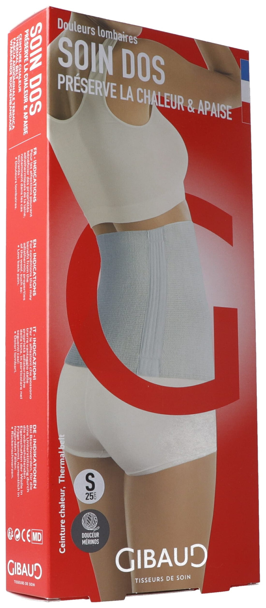 GIBAUD Ceinture Chaleur S 25cm Écru | Soulagement Douleur