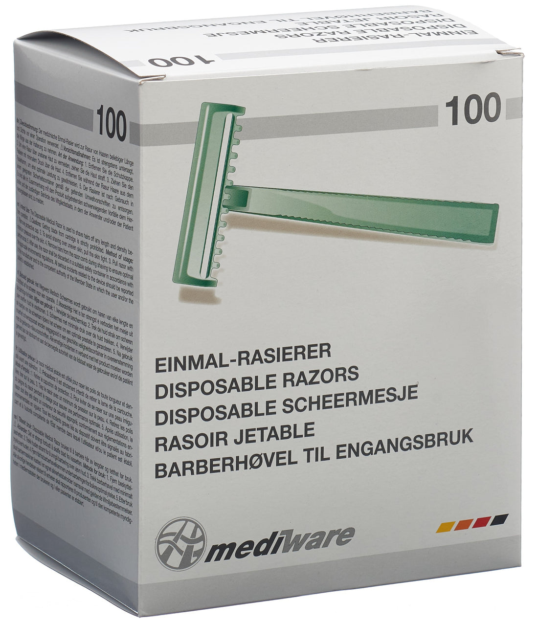 MEDIWARE Rasoir Jetable Lame Non Stérile Vert 100 Pièces
