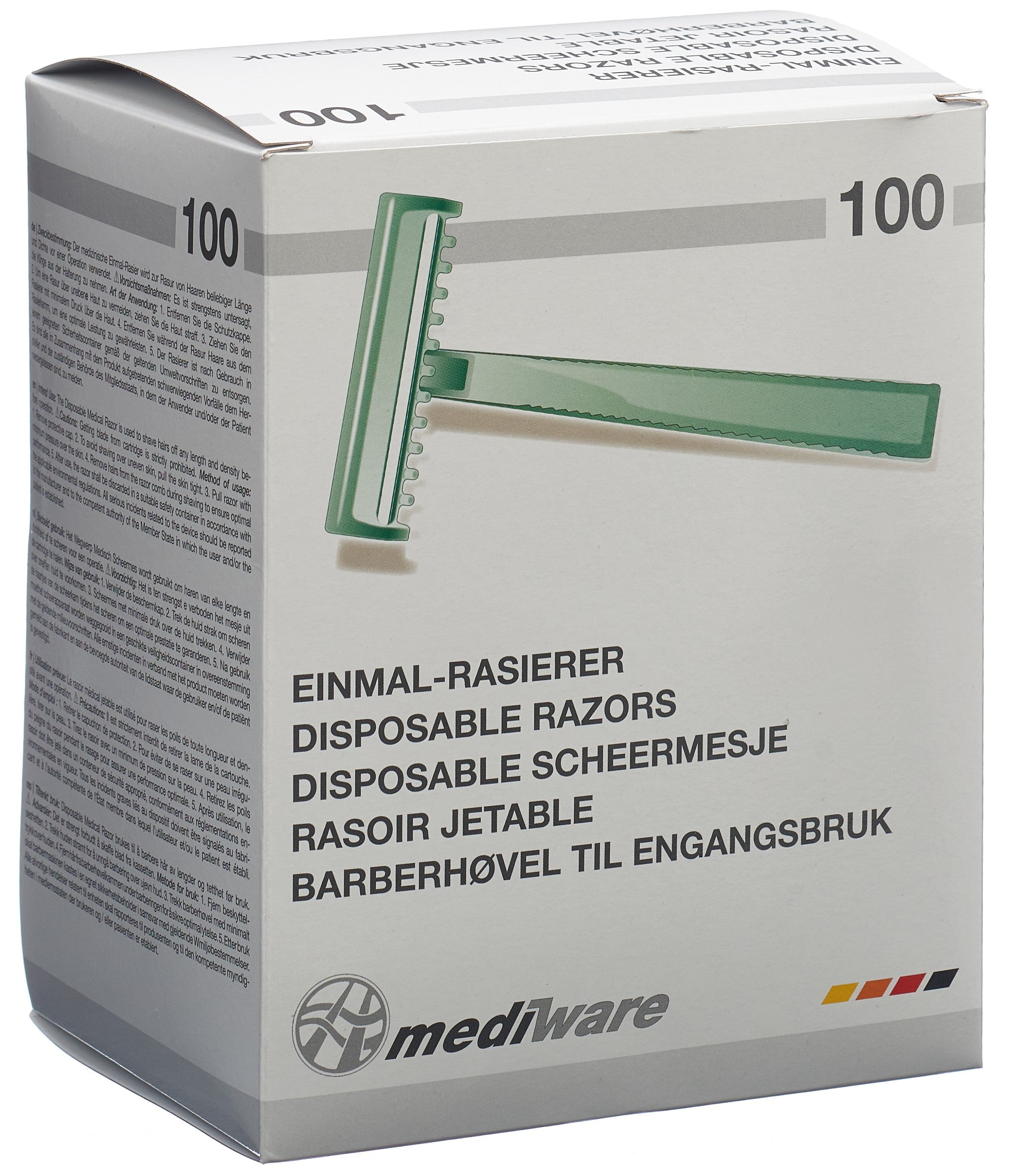 MEDIWARE Rasoir Jetable Lame Non Stérile Vert 100 Pièces