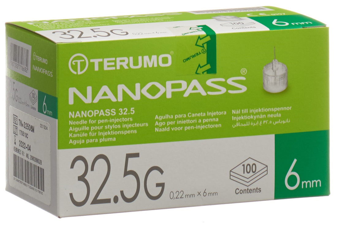 TERUMO NANOPAS Aiguille Pen 32.5G 0.22x6mm Confort | Boîte 100