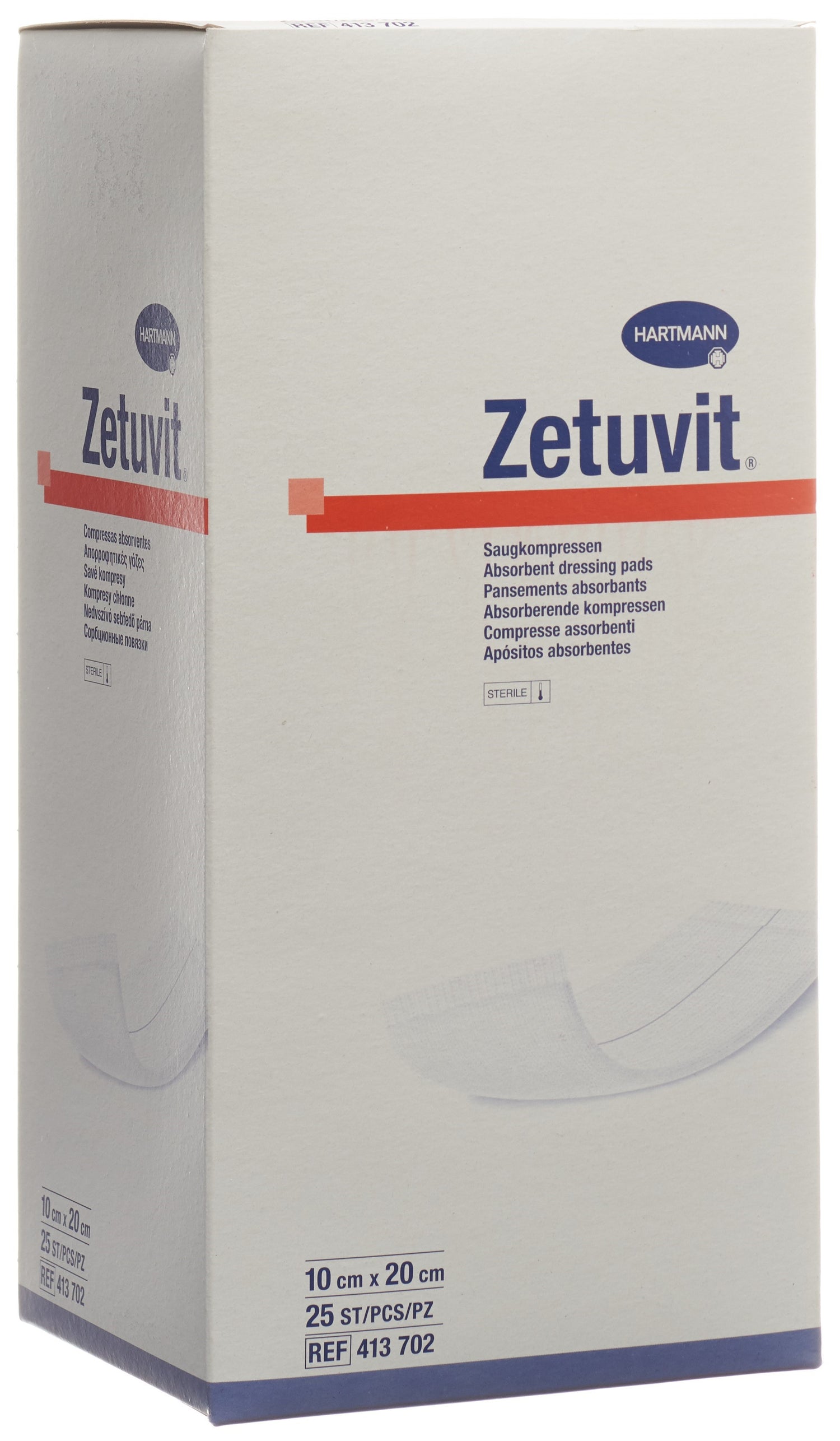 ZETUVIT compresse absorbante 10x20cm stér 25 pce