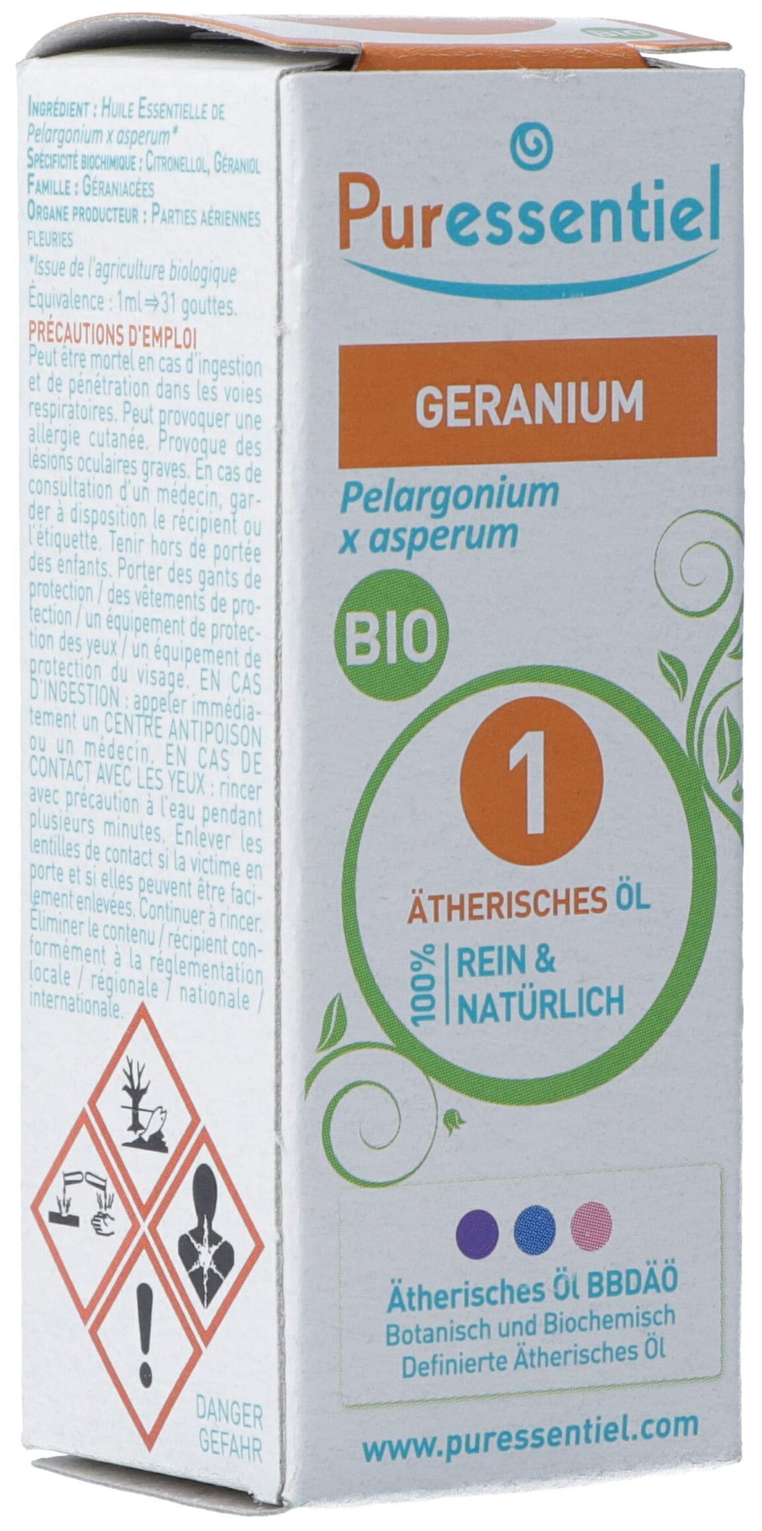 Puressentiel Huile Essentielle Géranium Rosat Bio - Anti-Moustiques &amp; Soin Peau | 5 ml