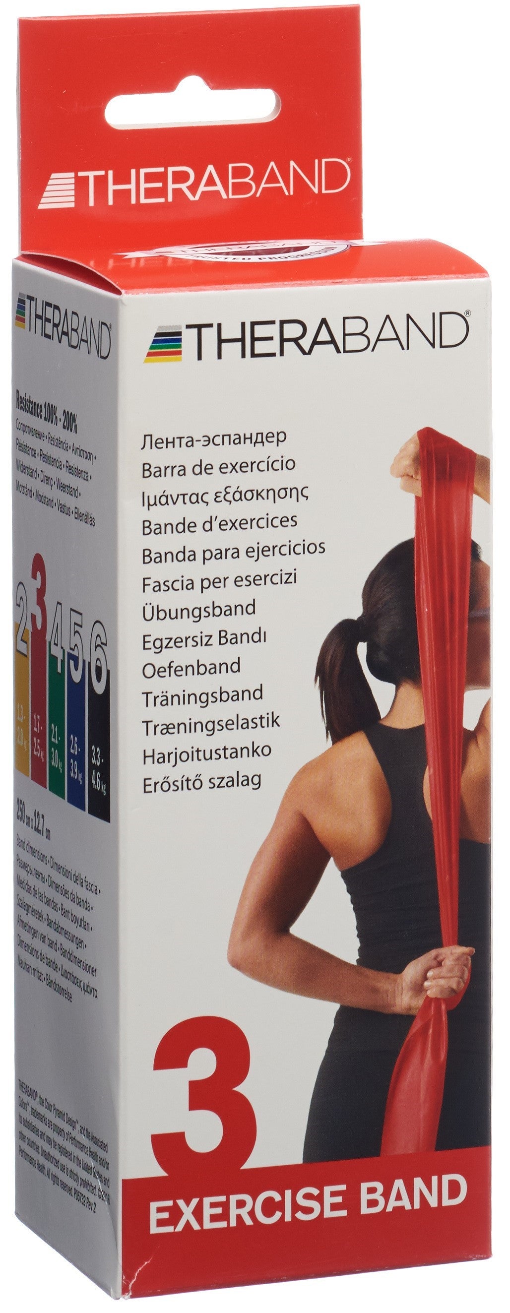 TheraBand Bande Élastique Rouge Force Moyenne 2.5m x 12.7cm Rééducation