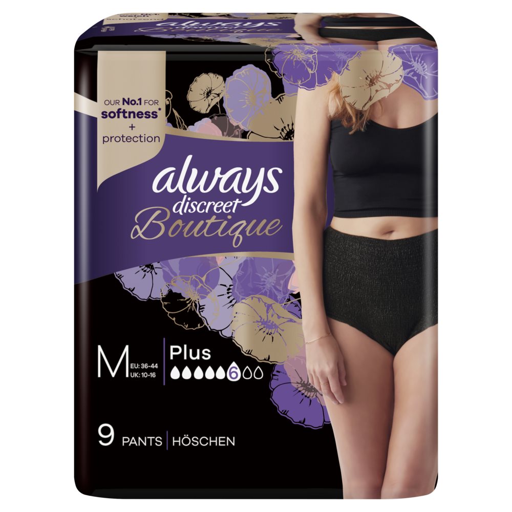 ALWAYS Discreet Boutique Pants Taille M Noir Lot de 9 | Protection Discrète