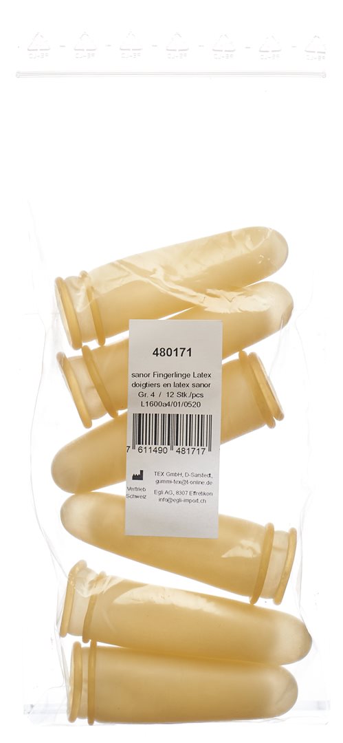 Sanor Doigtier Latex Légerement Poudré Taille 4 | Protection &amp; Confort 12 Pièces