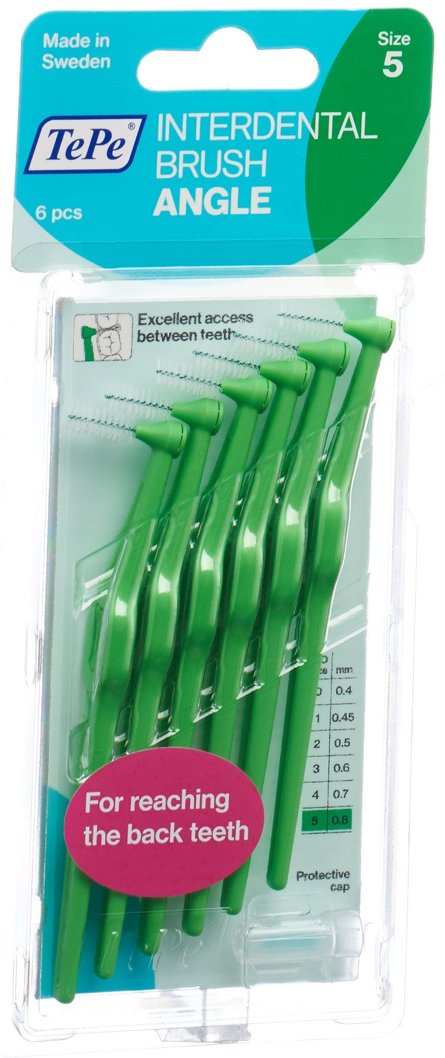 TEPE Brosse Interdentaire Angle 0.8mm Vert 6 Pièces | Soin Dentaire Efficace