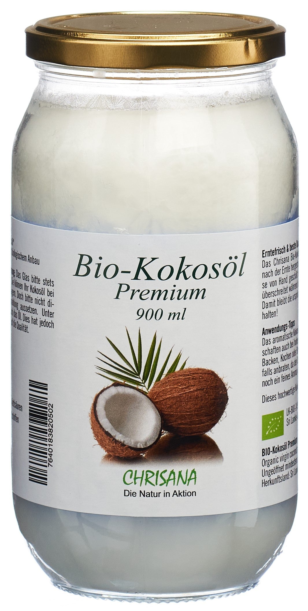 CHRISANA Huile de Coco Bio Vierge 900 ml | Soin Corps &amp; Cheveux