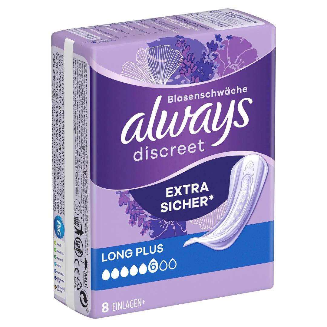 ALWAYS Discreet Protections Long Plus 8 Pièces | Confort Absolu