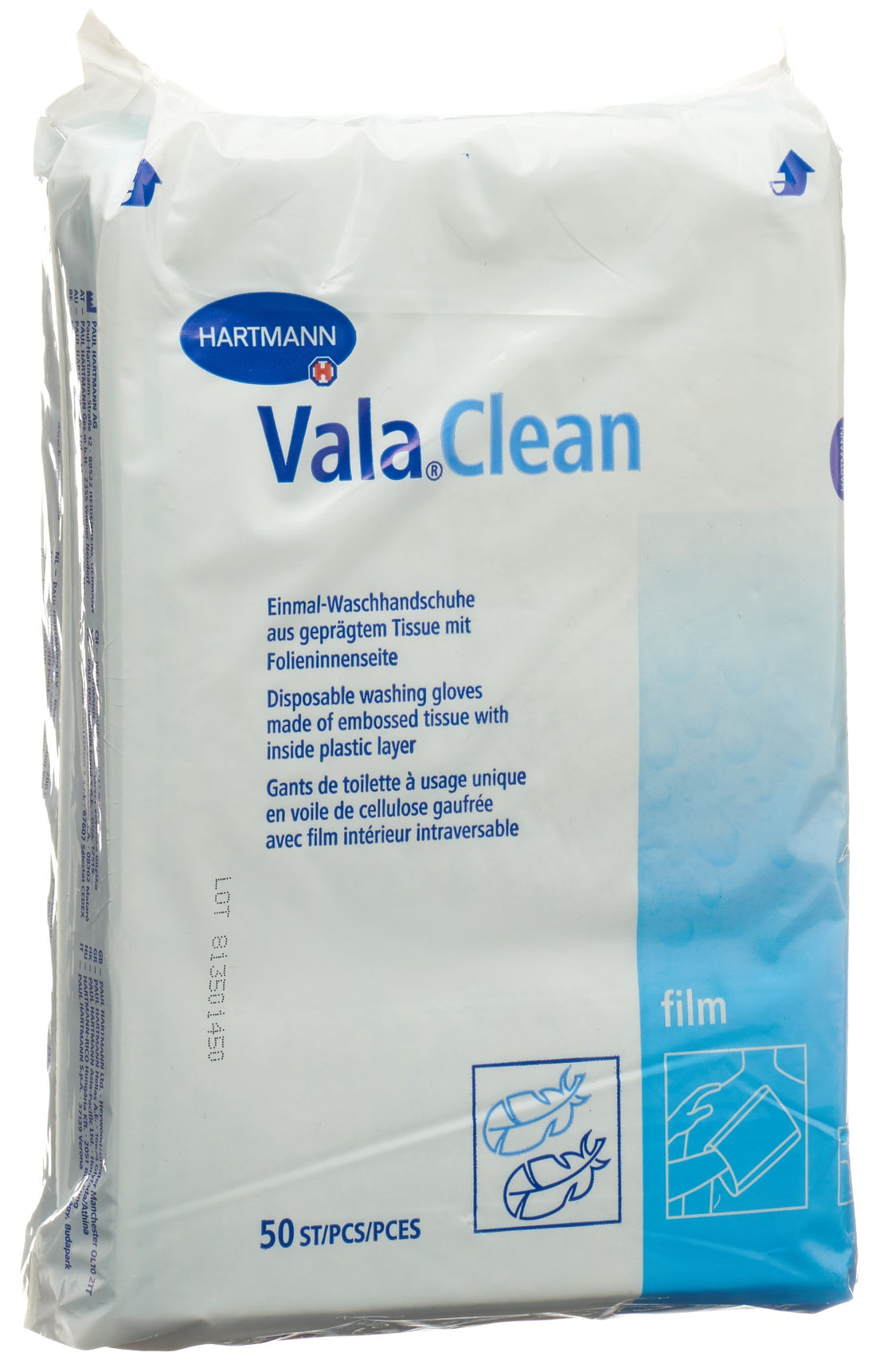 VALACLEAN Film gant toilette usage unique 50 pce
