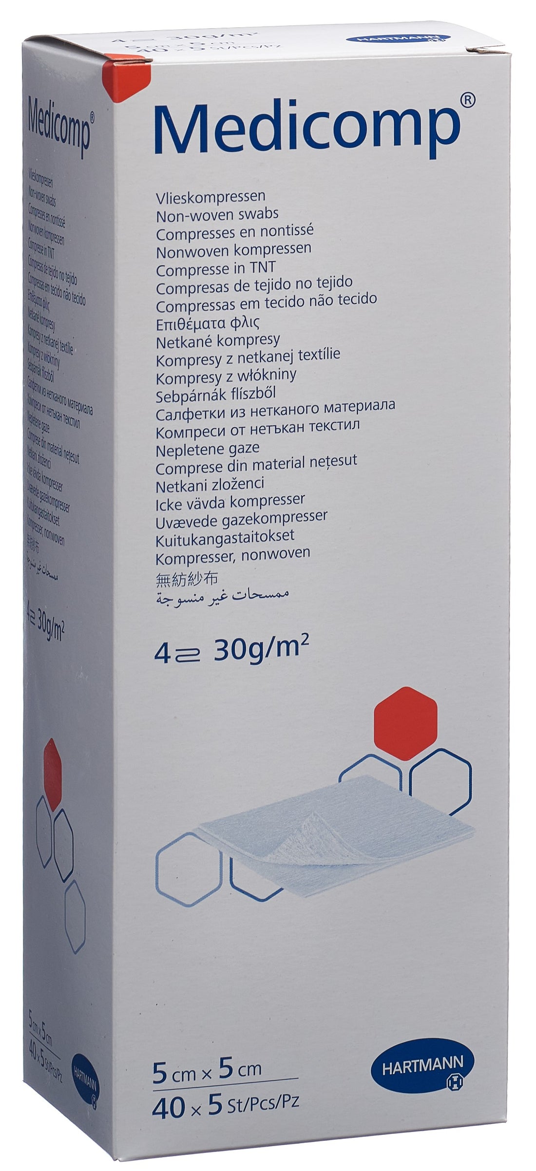MEDICOMP Compresses Stériles 4 plis 5x5cm | Lot de 40 pièces