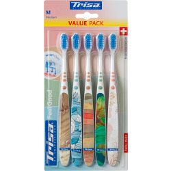 TRISA Feelgood Brosse à Dents Medium Lot de 5 | Soin Bucal Optimal