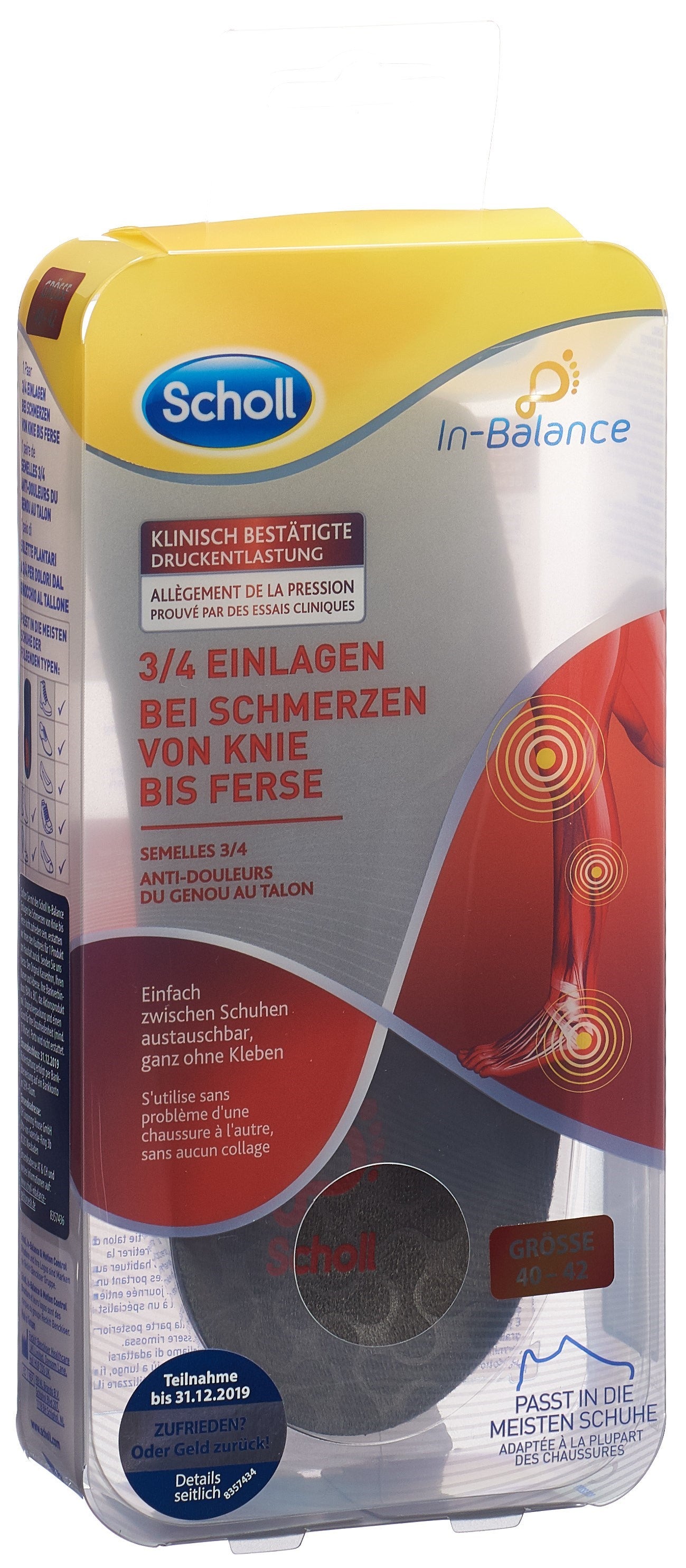 Scholl In-Balance Semelles Douleur Genou &amp; Talon 2 Pcs 40-42
