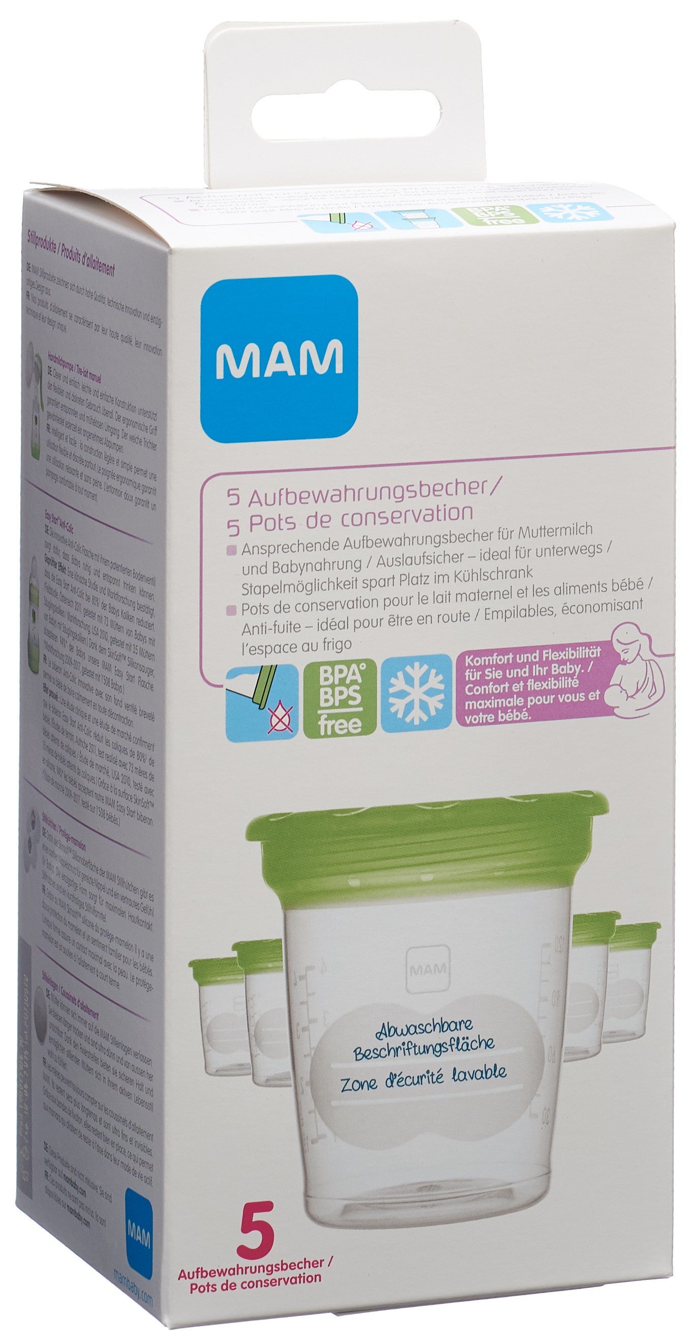 MAM Pots de conservation pour bébé 5 pièces | Fraîcheur et praticité