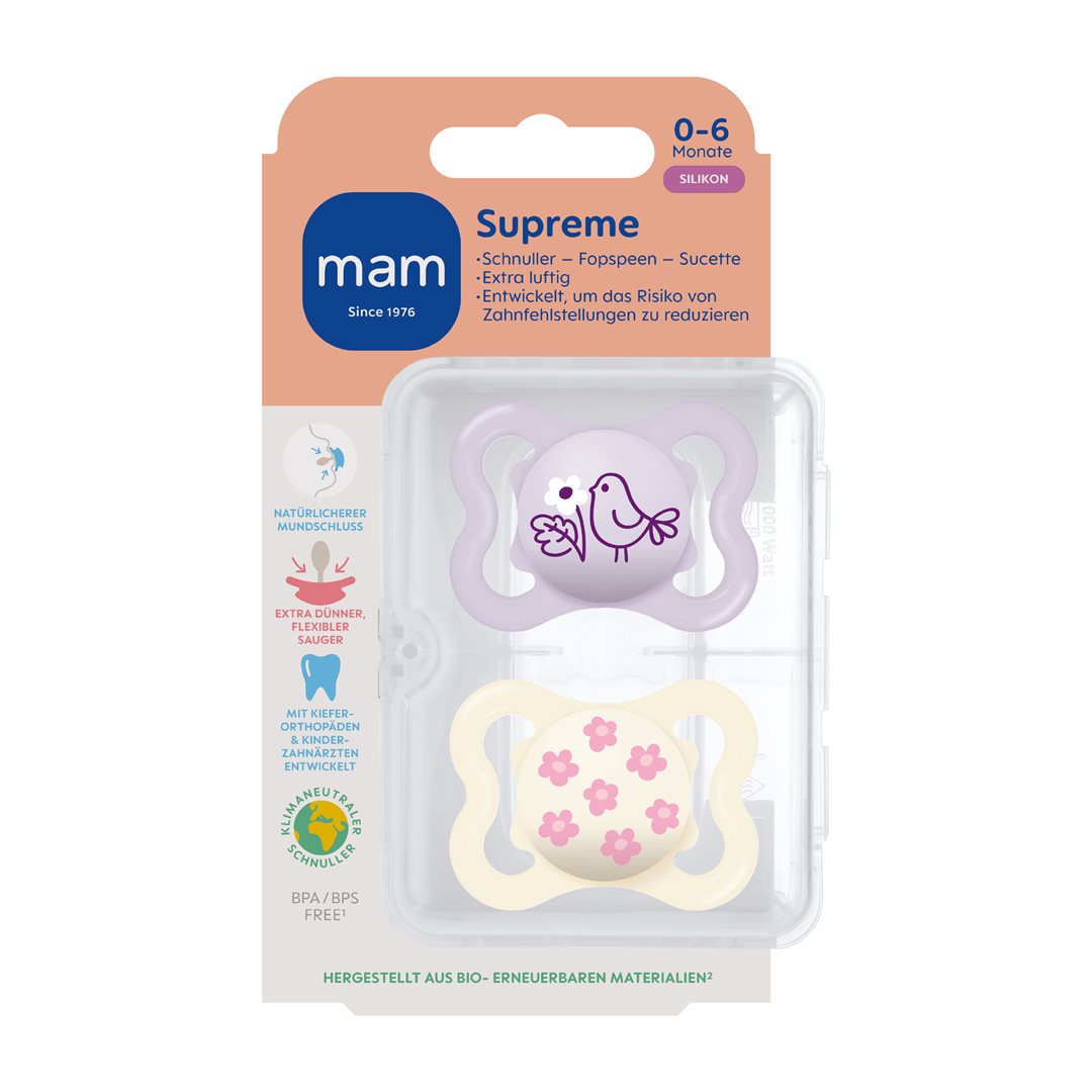 MAM Supreme Sucette Silicone 0-6 Mois 2 Pièces Confort Bébé | Lot