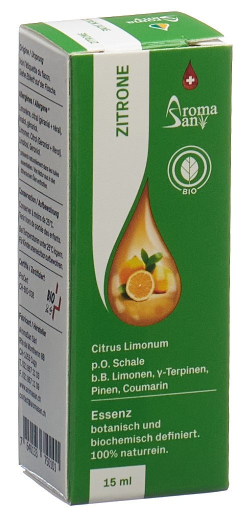 AROMASAN Huile Essentielle Citron Bio 15ml | Purifiante &amp; Rafraîchissante