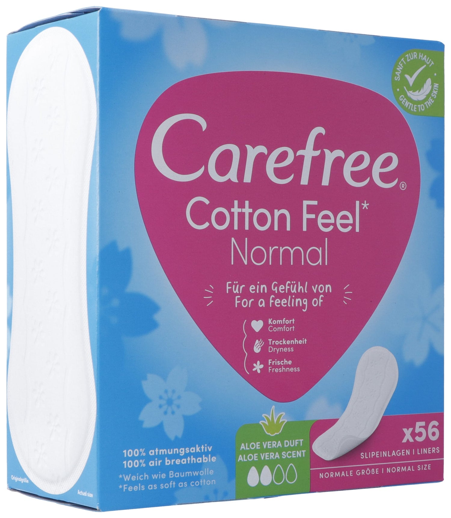 CAREFREE Cotton Feel Aloe Vera Protège-slips Confort | Lot 56 pièces